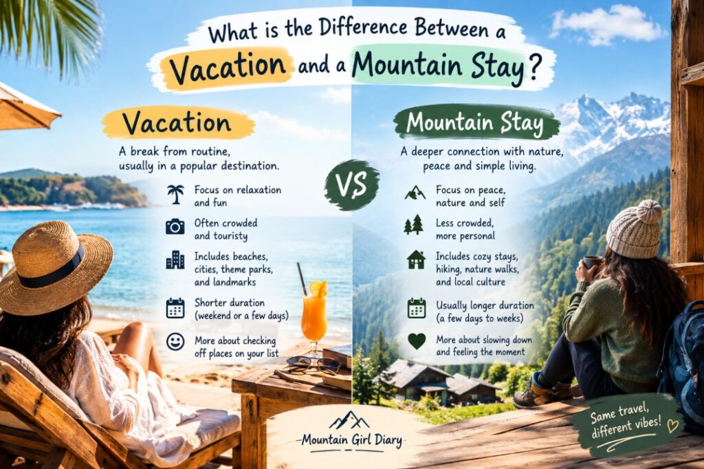 What is the difference between a vacation and a mountain stay?